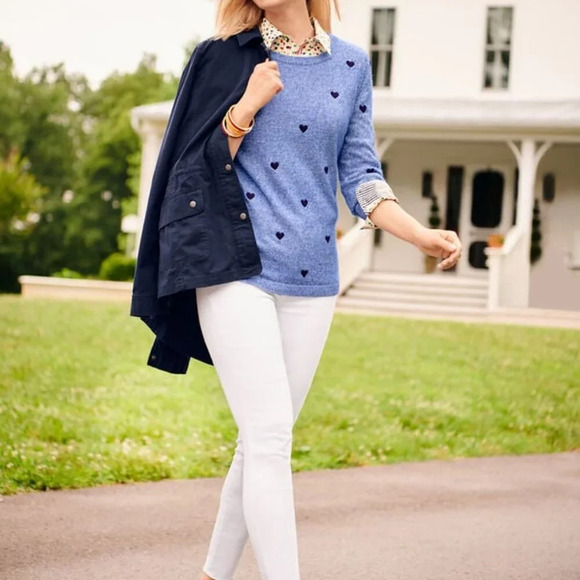 Women's Talbots Embroidered Heart Crewneck 3/4 Sleeve Sweater. Size Small - Picture 7 of 8